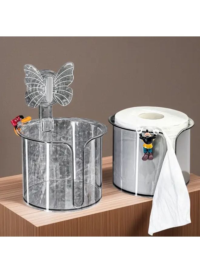 Transparent Butterfly Toilet Paper Holder No Drill Wall Mounted Bathroom Tissue Dispenser - Image 1